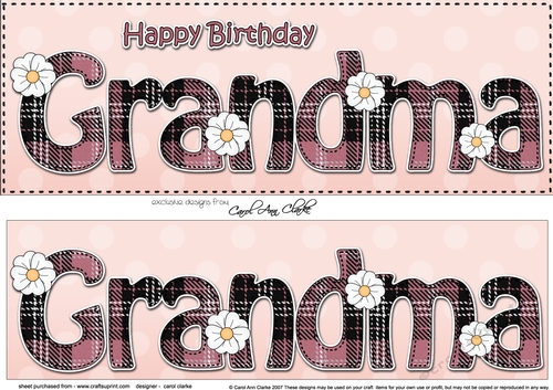 Large DL Happy Birthday GRANDMA 3D decoupage