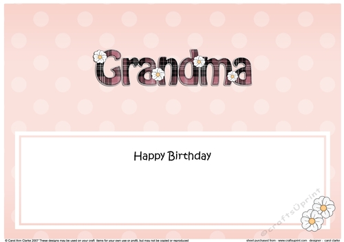 Large DL Happy Birthday GRANDMA insert