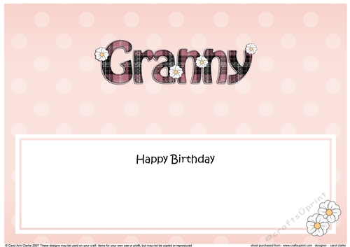 Large DL Happy Birthday GRANNY insert