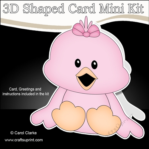 3D Shaped Card  Kit - Cute Little Chick Tweet 