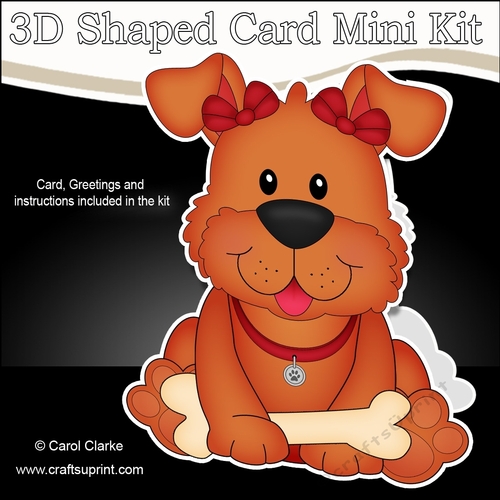3D Shaped Card  Kit - Little Dog Rose