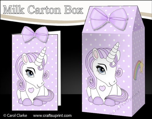 3D Milk Carton Treat Box - Cute Little Unicorn Magic