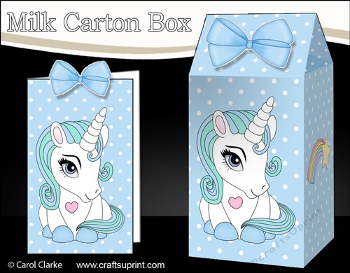 3D Milk Carton Treat Box - Cute Little Unicorn Blueberry