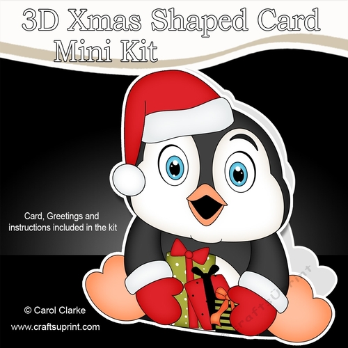 3D Shaped Christmas Card Kit - Pip Penguin has Xmas Presents