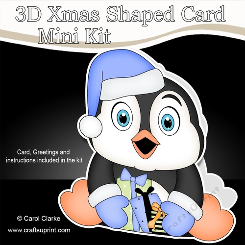 3D Shaped Christmas Card Kit - Pip Penguin has Xmas Presents
