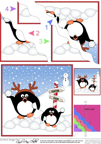 Christmas Penguins are at the North Pole Wavy Corner side stacker Topper