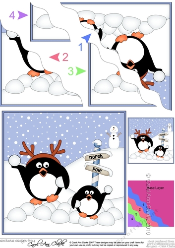 Christmas Penguins are at the North Pole Wavy Corner side stacker Topper