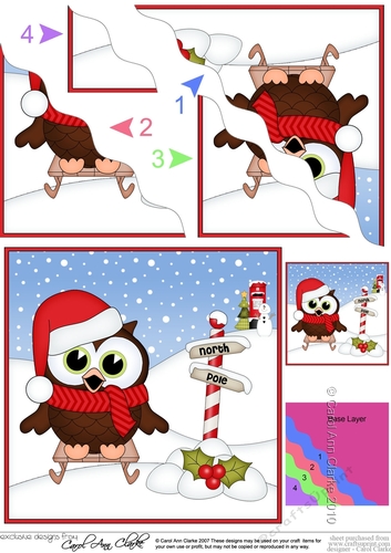 Christmas Little Hoot Owl at the North Pole Wavy Corner side stacker Topper