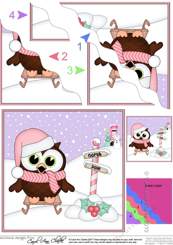 Christmas Little Hoot Owl at the North Pole Wavy Corner side stacker Topper