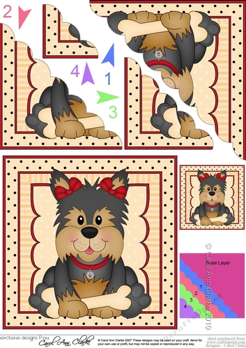 Cute Little Yorkie Dog Scalloped Corner Stacker