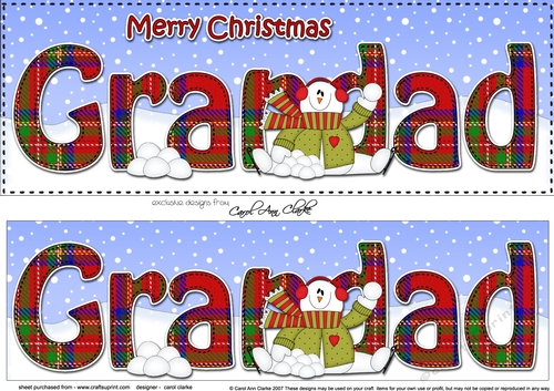 Large DL Merry Christmas GRANDAD 3D decoupage 