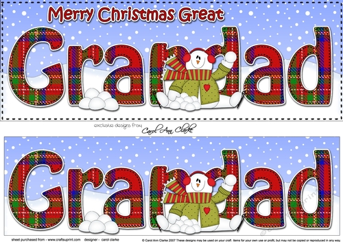 Large DL Merry Christmas GREAT GRANDAD 3D decoupage 