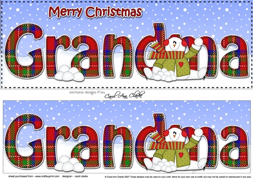 Large DL Merry Christmas GRANDMA 3D decoupage 