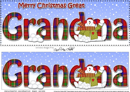 Large DL Merry Christmas GREAT GRANDMA 3D decoupage 
