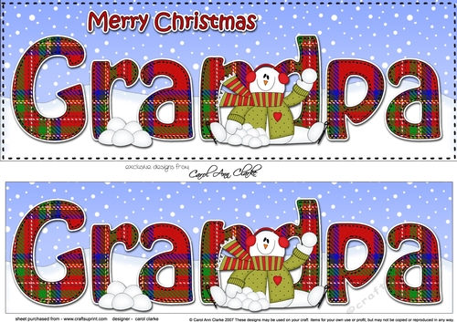 Large DL Merry Christmas GRANDPA 3D decoupage 