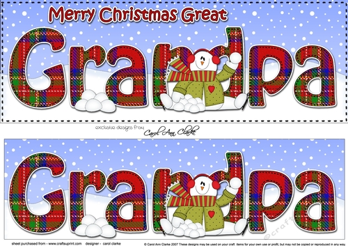 Large DL Merry Christmas GREAT GRANDPA 3D decoupage 