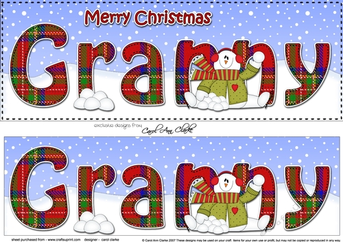 Large DL Merry Christmas GRANNY 3D decoupage 