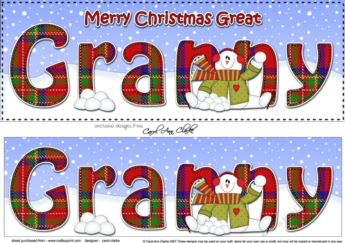 Large DL Merry Christmas GREAT GRANNY 3D decoupage 