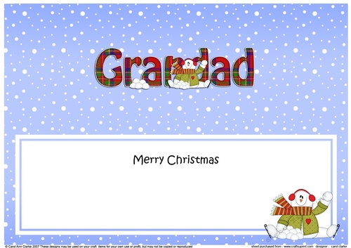 Large DL Merry Christmas GRANDAD insert