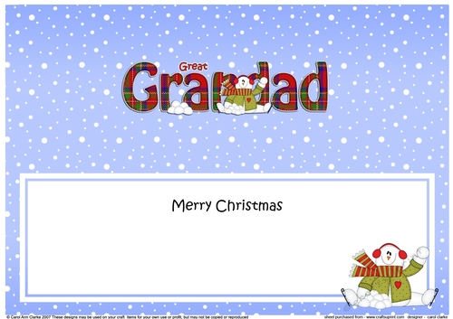 Large DL Merry Christmas GREAT GRANDAD insert