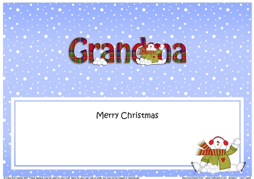 Large DL Merry Christmas GRANDMA insert