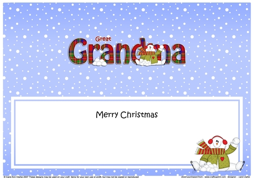 Large DL Merry Christmas GREAT GRANDMA insert