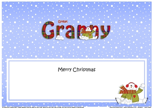 Large DL Merry Christmas GREAT GRANNY insert