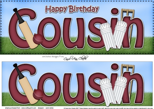 Large DL Happy Birthday COUSIN 3D decoupage