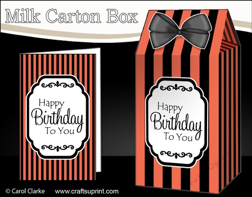3D Candy Stripe Milk Carton Treat Box Mini Kit