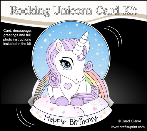 3D Shaped Rocking Card Mini Kit - Cute Little Unicorn Magic
