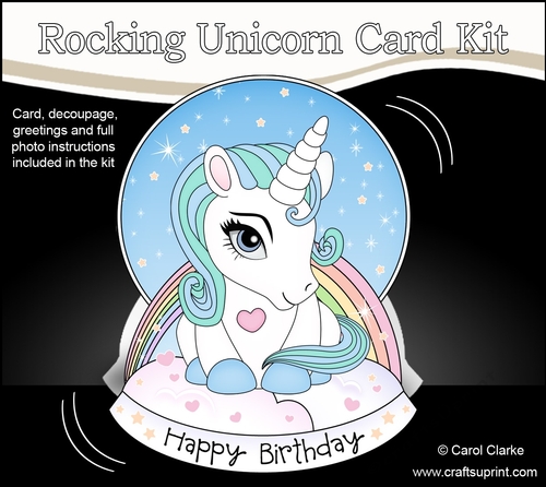 3D Shaped Rocking Card Mini Kit - Cute Little Unicorn Blueberry