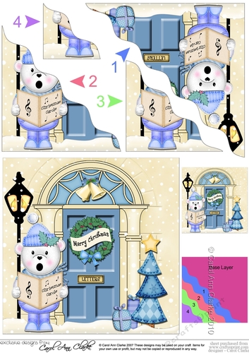 Teddy Bear is at the Door - Christmas Wavy Corner Side Stacker