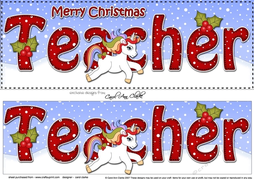 Large DL Merry Christmas TEACHER 3D decoupage 