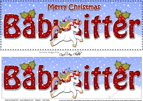 Large DL Merry Christmas BABYSITTER 3D decoupage 