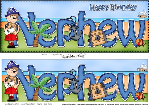 Large DL Happy Birthday NEPHEW 3D decoupage