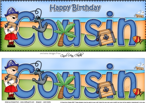 Large DL Happy Birthday COUSIN 3D decoupage