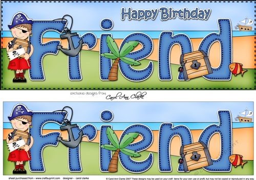Large DL Happy Birthday FRIEND 3D decoupage
