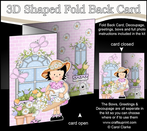 3D Shaped No-Hole Fold Back Mini Kit -  Country Cottage Girlz Suzi is Gardening