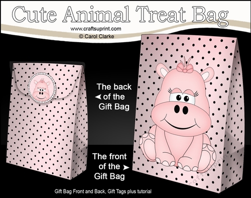 3D Gift Bag Mini Kit -  Cute Little Hilda Hippo