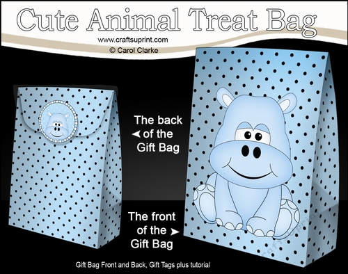 3D Gift Bag Mini Kit -  Cute Little Harold Hippo