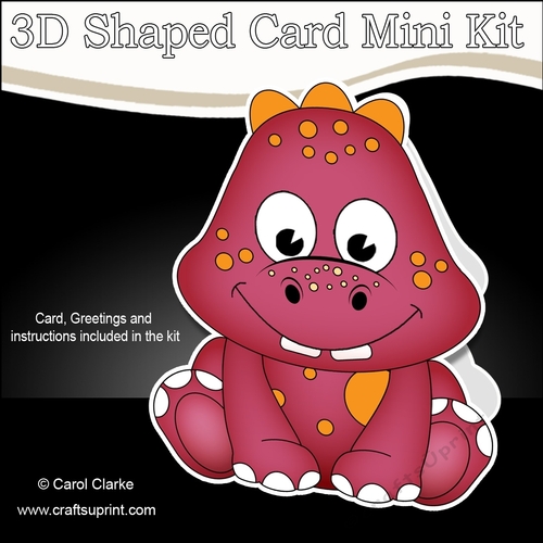 3D Shaped Card  Kit - Cute Little Damen Dino