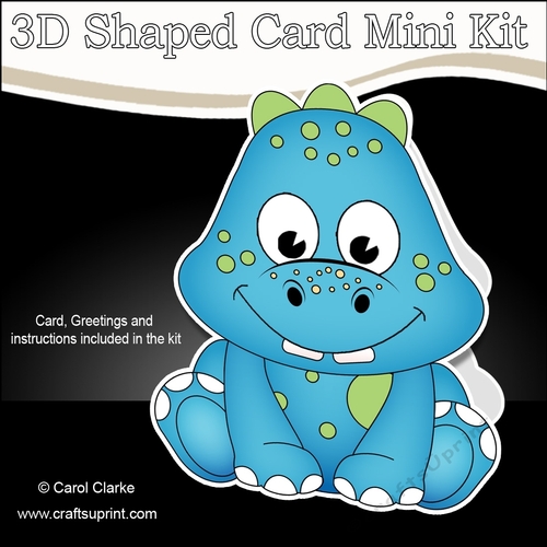 3D Shaped Card  Kit - Cute Little Danil Dino