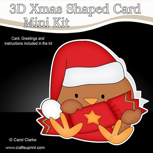 3D Shaped Christmas Card Kit - Bobbin Robin has an Xmas Cracker