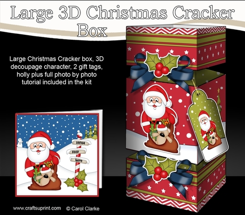 3D Large Christmas Cracker Box -  Santa has a Sack of Presents