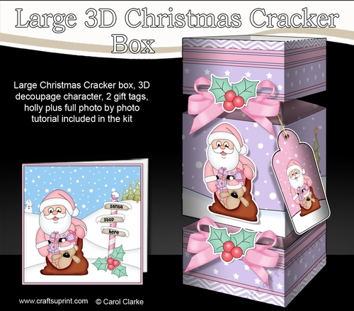3D Large Christmas Cracker Box -  Santa has a Sack of Presents