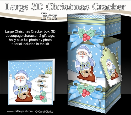3D Large Christmas Cracker Box -  Santa has a Sack of Presents