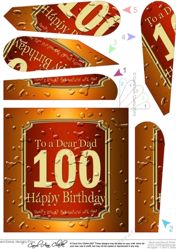 100th Birthday Dad Beer Label Fan Pyramage Topper