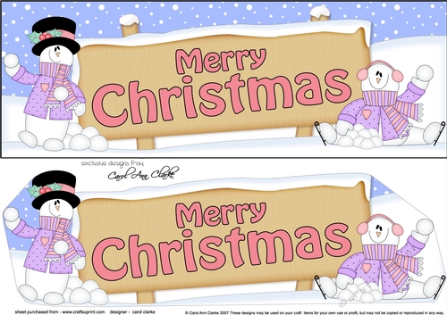 large DL MERRY CHRISTMAS with Snowman 3D decoupage