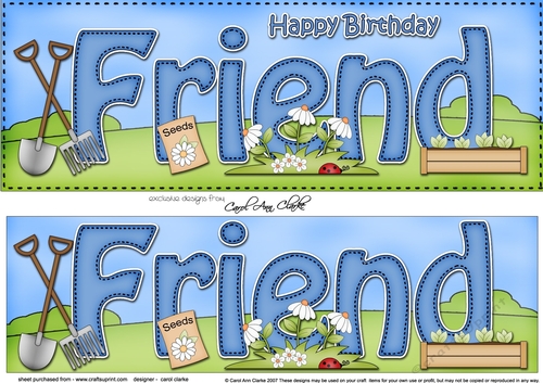 Large DL Happy Birthday FRIEND 3D decoupage