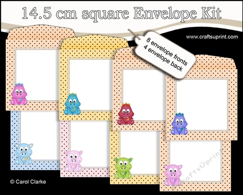Cute Little Dinos 14.5 x 14.5 cm envelope Kit